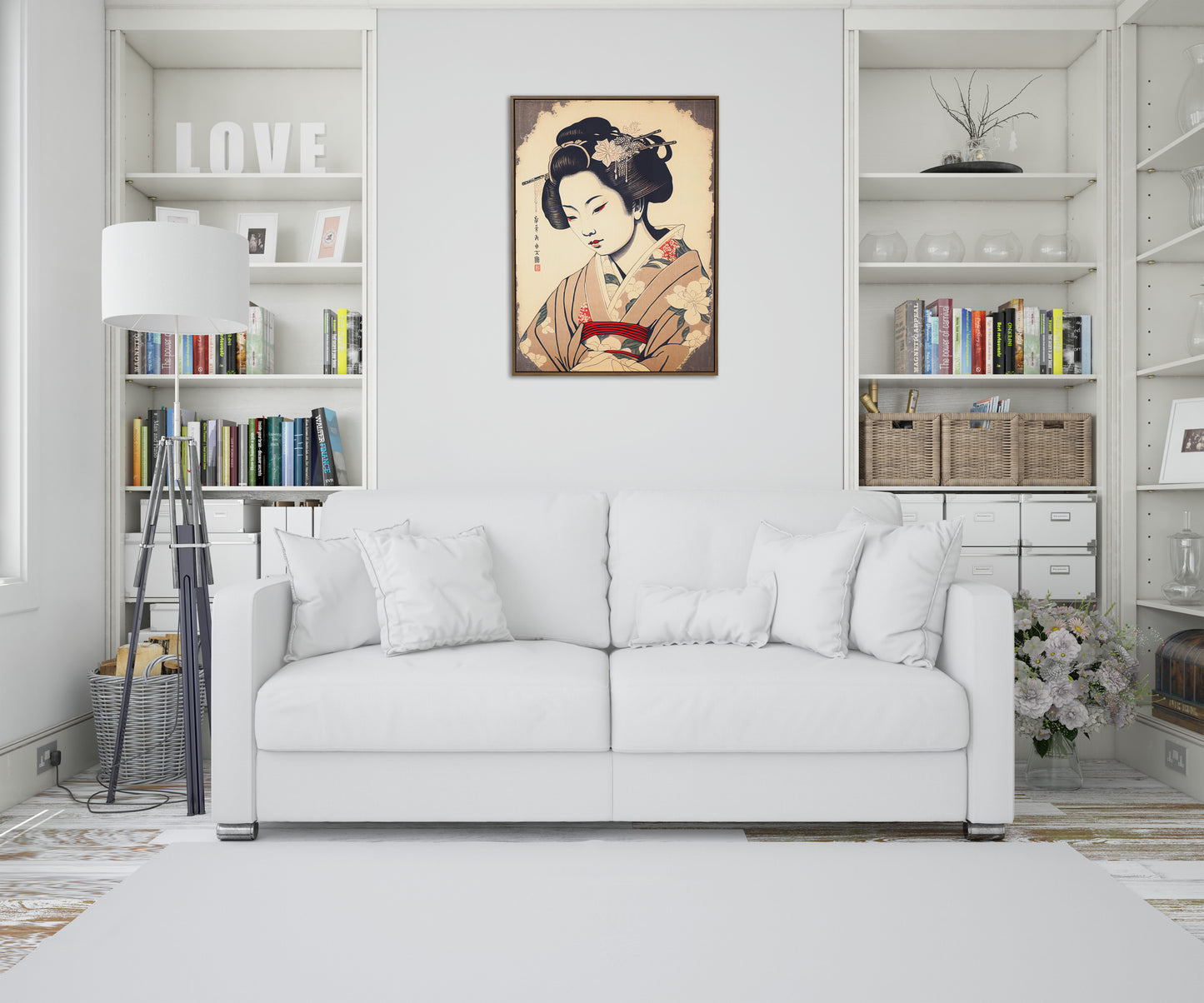 Japanese Geisha Art Poster – Geiko Illustration Wall Decor – Frameable Asian Art Print for Home