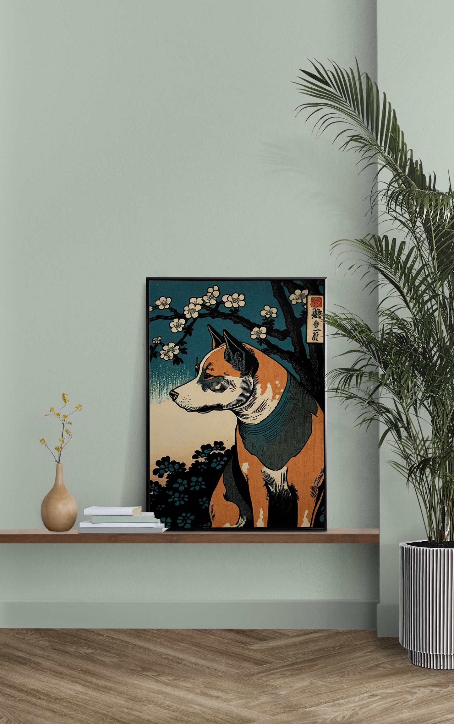 Poster Chien, Art Japonais Ukiyo-e, Décoration Murale Illustration, Affiche Design Chien, Art Mural Japon