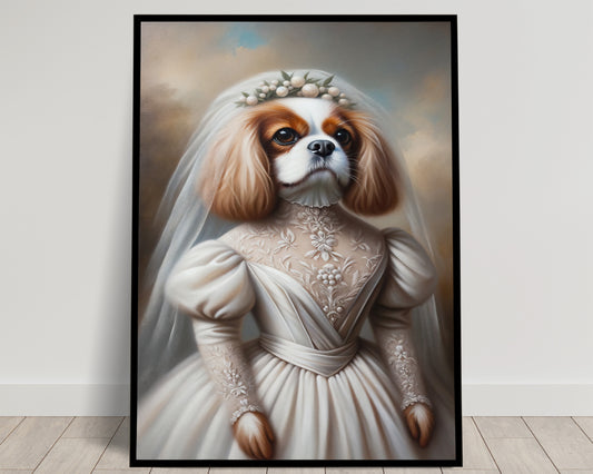 Cavalier King Charles Spaniel Poster in Wedding Dress – Unique Dog Wall Art & Decor – Perfect Gift Idea