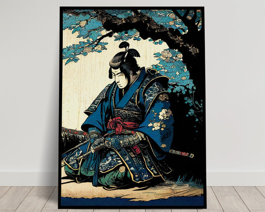 Japanese Samurai Poster - Ukiyo-e Wall Art Illustration, Frameable Wall Decoration