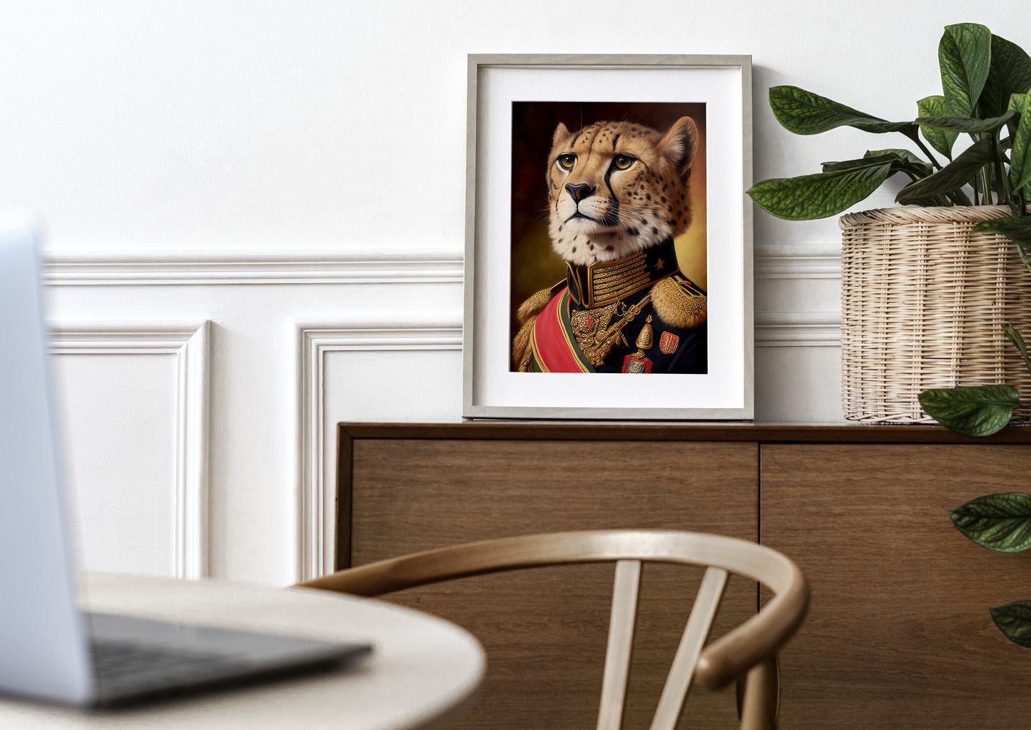 "Cheetah Poster in Military Uniform - Animal Wall Art Decoration | Unique Wildlife Poster Print"