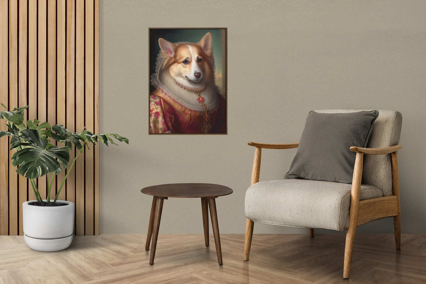 Poster de chien Corgi noble style baroque, Décoration murale animaux, Affiche à encadrer pour votre intérieur