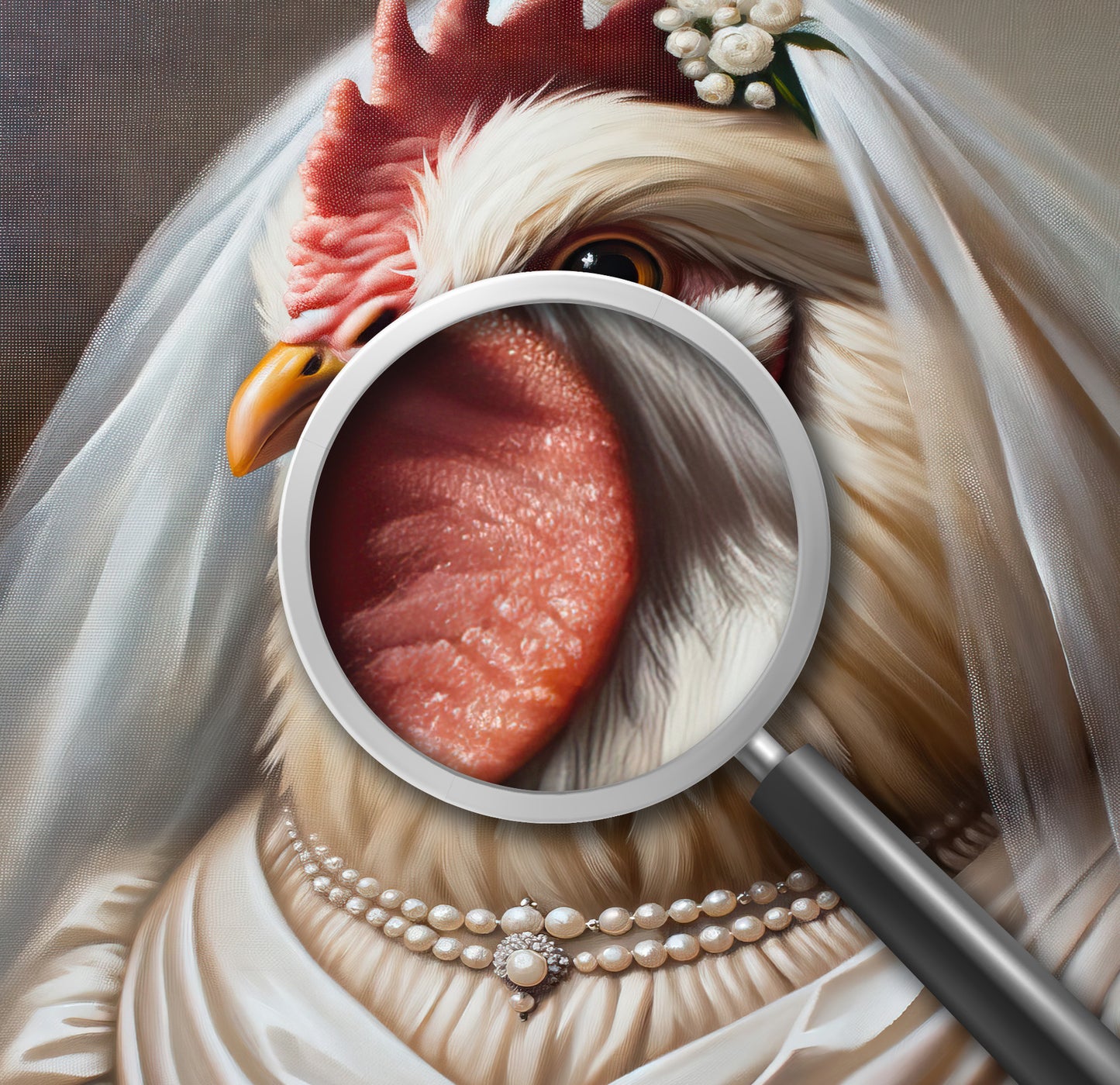 Hen in Wedding Dress Poster - Animal Wall Decor | Unique Funny Bride Wall Art | Perfect Gift for Chicken Lovers